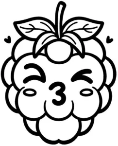 ausmalbild-froehliche-himbeere-mit-smiley