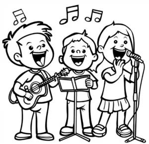 ausmalbild-froehliche-kinder-beim-musizieren