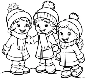 ausmalbild-fröhliche-kinder-im-winter