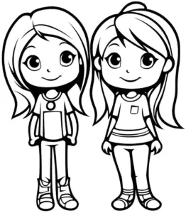 ausmalbild-froehliche-maedchen-im-comic-stil