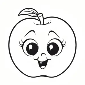 ausmalbild-fröhlicher-apfel-mit-großen-augen-und-blatt