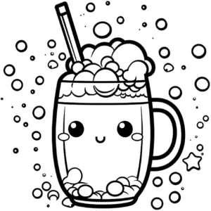 ausmalbild-fröhlicher-becher-mit-blasen