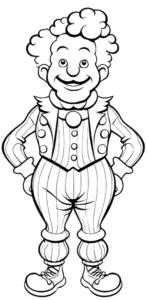ausmalbild-froehlicher-clown-im-zirkus