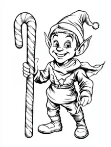 ausmalbild-froehlicher-elf-mit-zuckerstange