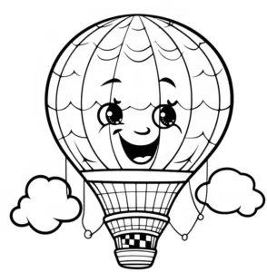 ausmalbild-froehlicher-heissluftballon-mit-wolken