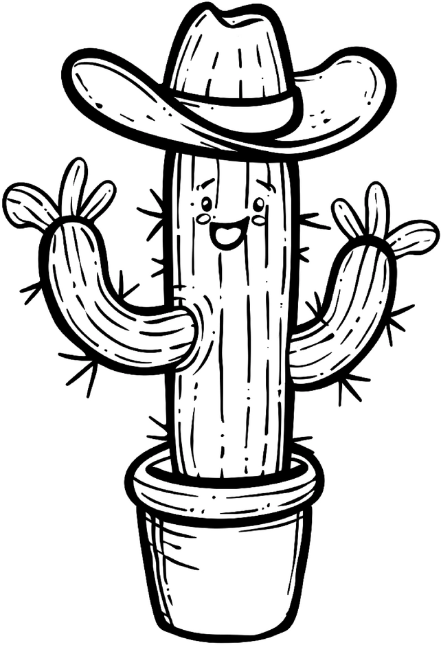 ausmalbild-froehlicher-kaktus-mit-cowboy-hut