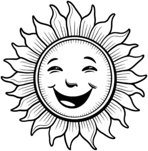 ausmalbild-froehlicher-sonnenschein-mit-strahlenden-strahlen