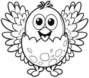 ausmalbild-froehlicher-vogel-schluempft-aus-ei