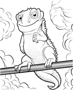ausmalbild-froehliches-chamaeleon-auf-ast