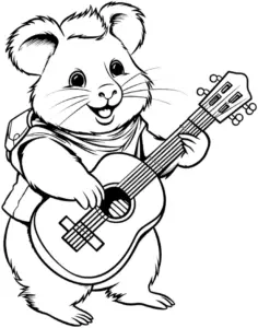 ausmalbild-froehliches-meerschweinchen-mit-gitarre