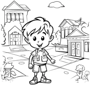 ausmalbild-froehliches-schulkind-in-lebhafter-umgebung