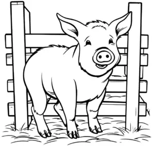 ausmalbild-froehliches-schwein-im-stall