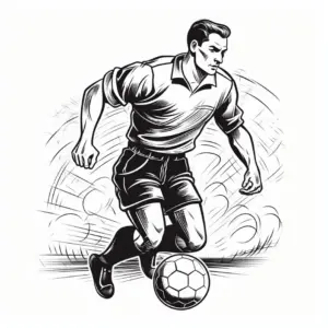 ausmalbild-fussballspieler-in-bewegung