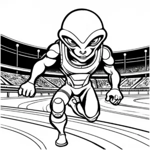 ausmalbild-futuristischer-sportler-im-stadion