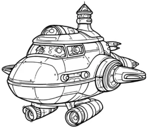 ausmalbild-futuristisches-raumschiff-mit-triebwerken