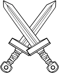 ausmalbild-gekreuzte-schwerter-fuer-kreative-koepfe