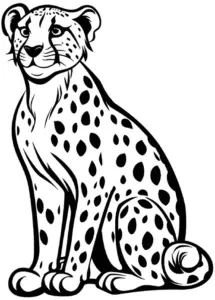 ausmalbild-gepard-in-sitzender-position