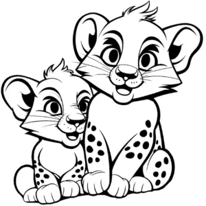 ausmalbild-geparden-mit-niedlichem-jungtier