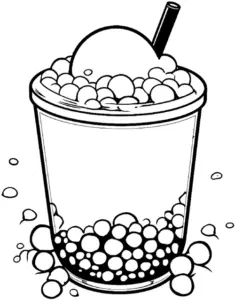 ausmalbild-getraenk-mit-eis-und-blasen