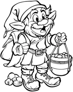 ausmalbild-gnom-mit-fruechten-und-eimer