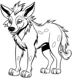 ausmalbild-grinsende-hyaene-mit-lebhaftem-ausdruck