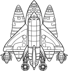 ausmalbild-grosse-rakete-im-weltraum
