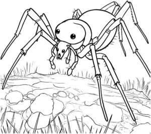 ausmalbild-grosse-spinne-in-natur-umgebung