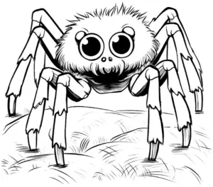ausmalbild-grosse-spinne-mit-grossen-augen-und-fluffigem-koerper