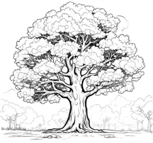 ausmalbild-grosser-laubbaum-in-voller-pracht