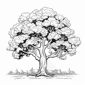 ausmalbild-grosser-laubbaum-mit-detailreichem-blattwerk