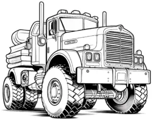 ausmalbild-grosser-spielzeug-lkw-mit-markanter-fahrerkabine