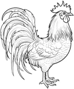 ausmalbild-hahn-mit-praechtigen-federn
