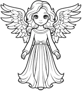 ausmalbild-himmlischer-engel-mit-fluegeln-und-robe