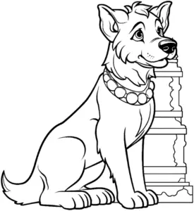 ausmalbild-hund-mit-halsband-und-dekoration