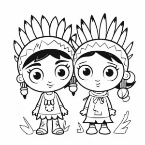 ausmalbild-indianische-maedchen-mit-federkopfschmuck