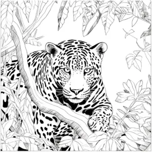 ausmalbild-jaguar-im-dschungel-mit-pflanzen