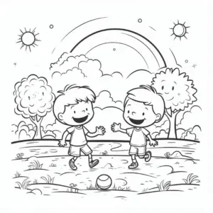 ausmalbild-jungen-beim-spielen-im-freien
