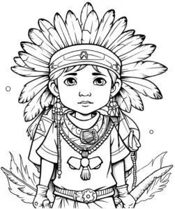 ausmalbild-junger-indianer-mit-federschmuck