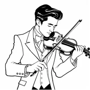 ausmalbild-junger-mann-mit-violine