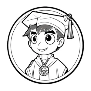 ausmalbild-junger-schulabgaenger-mit-abschlussrobe-und-hut