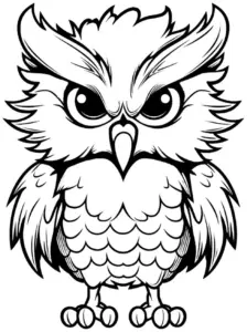 ausmalbild-junger-uhu-mit-ausdrucksstarkem-blick