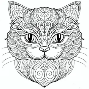 ausmalbild-katze-mit-kunstvollen-mustern
