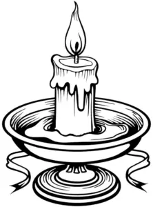 ausmalbild-kerze-im-kerzenhalter-mit-fluessigem-wachs