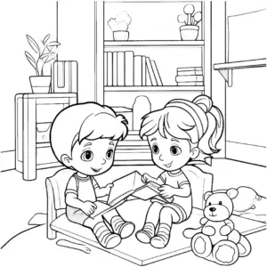 ausmalbild-kinder-beim-lesen-im-gemuetlichen-raum