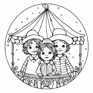 ausmalbild-kinder-im-zirkuszelt
