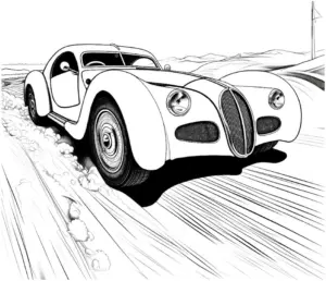 ausmalbild-klassisches-auto-in-bewegung
