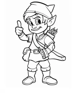 ausmalbild-kleiner-abenteurer-mit-daumen-hoch