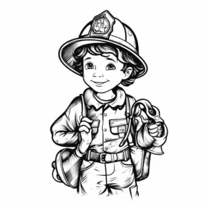 ausmalbild-kleiner-feuerwehrmann-mit-ausruestung