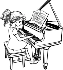 ausmalbild-kleines-maedchen-am-klavier-spielen