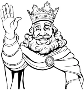 ausmalbild-koenig-mit-krone-und-winken